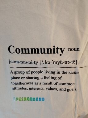 'Community' Cream Canvas Shoulder Tote Bag